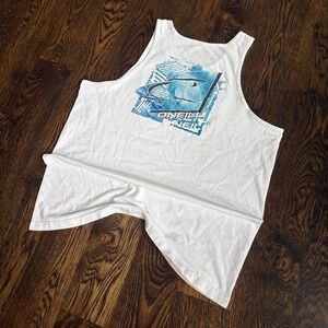 2000s Y2K O'Neill White Surf Skater Double-Sides Graphic Tank Top XL